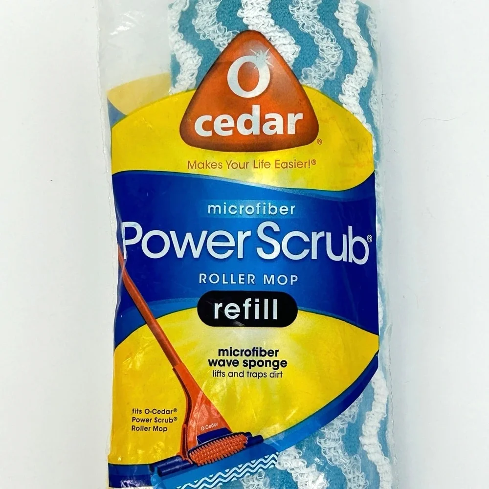 O-Cedar Power‎ Scrub Roller Mop Refill Microfiber Wave Sponge NEW SEALED